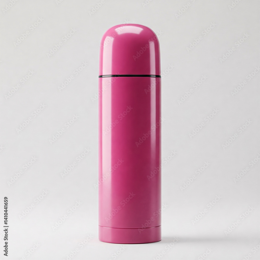 Pink thermos isolated on a white background. 3d rendering. Pink thermos isolated on a white background. 3d rendering.
