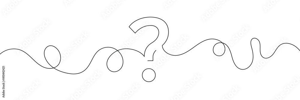 Question mark linear background. One continuous drawing of a question mark. Vector illustration Question mark linear background. One continuous drawing of a question mark. Vector illustration