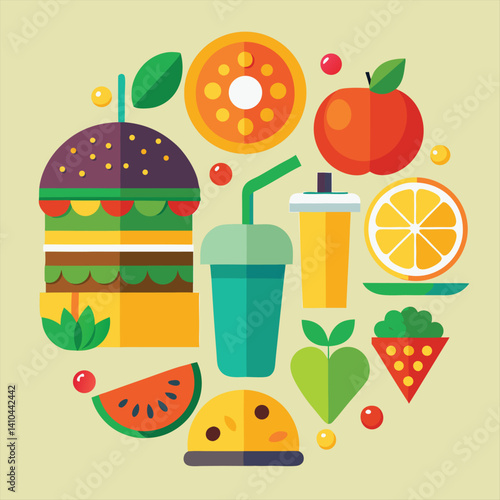 Healthy Fusion: A vibrant collage of wholesome foods, seamlessly blended into a mouthwatering artistic ensemble, radiating freshness and tempting appeal.