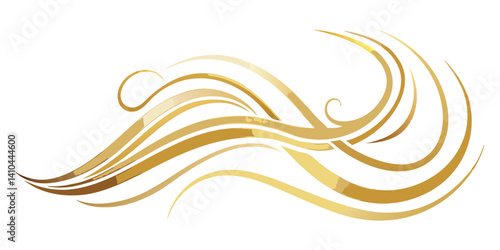 Abstract golden swirls, flowing curves, elegant design, metallic gold texture, minimalist art, graceful lines, fluid motion, luxury aesthetic, shimmering waves, sleek modern illustration,