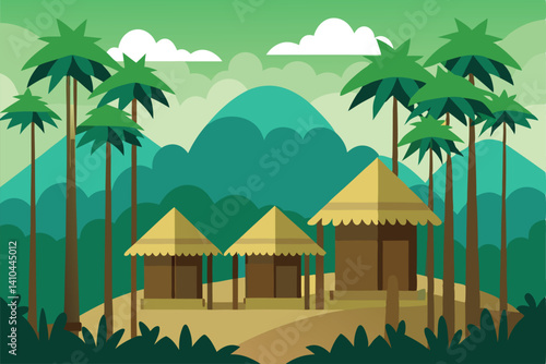 vector illustration of a tropical landscape