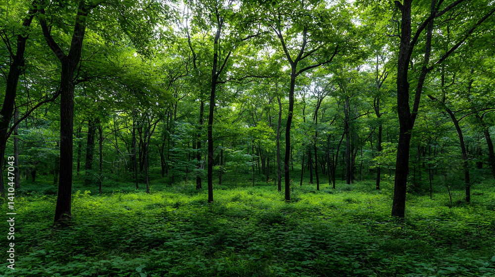 Fototapeta premium Dense Lush Green Forest Landscape