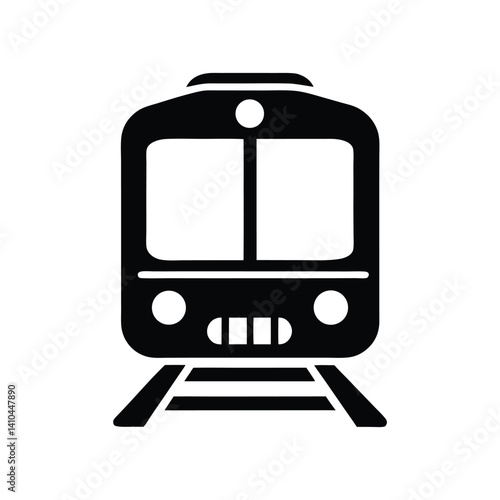 Front View Train Icon of Metro, Public Transport on Transparent Background