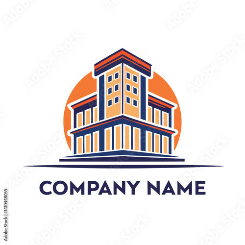 Modern multi-story building logo design