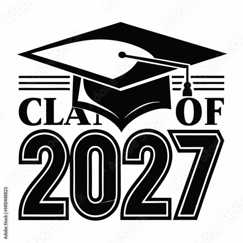 Class Of 2027 Graduation Design Graphic Element With Graduation Cap