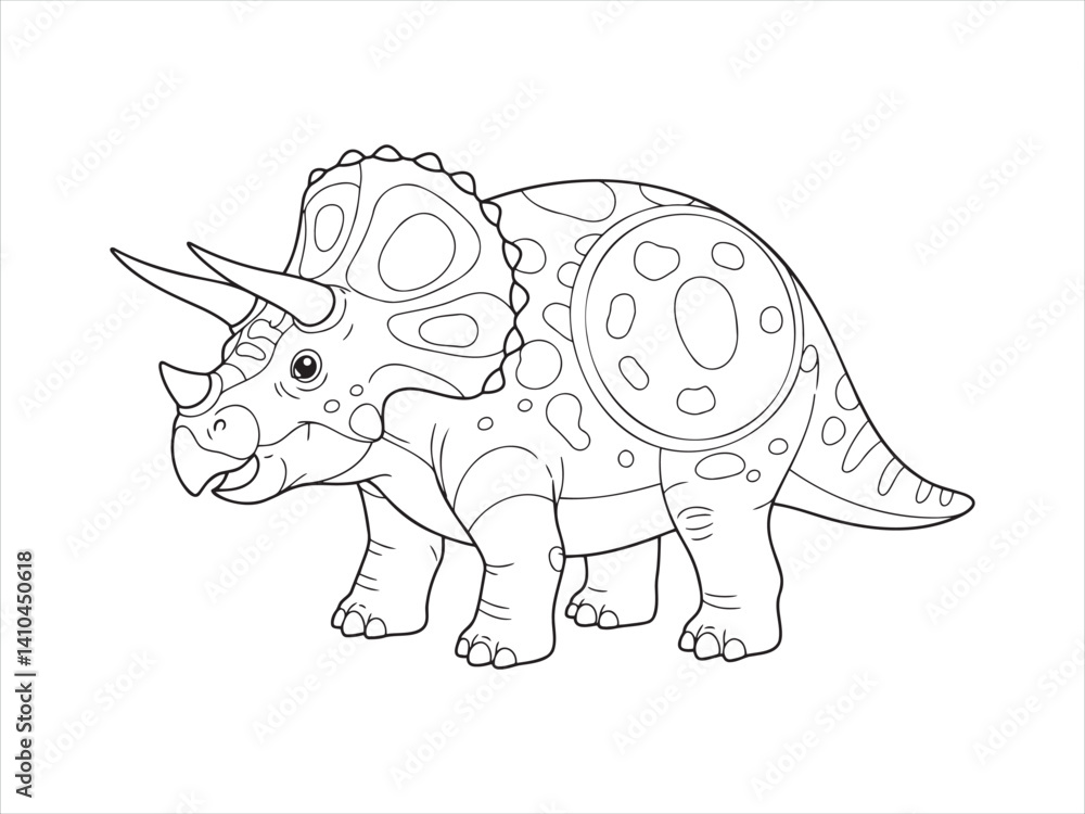 Fototapeta premium Triceratops coloring page illustration in black and white 