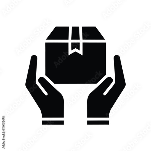 Holding Box Icon Care, Support, Delivery, Logistics Concept in Black Icon