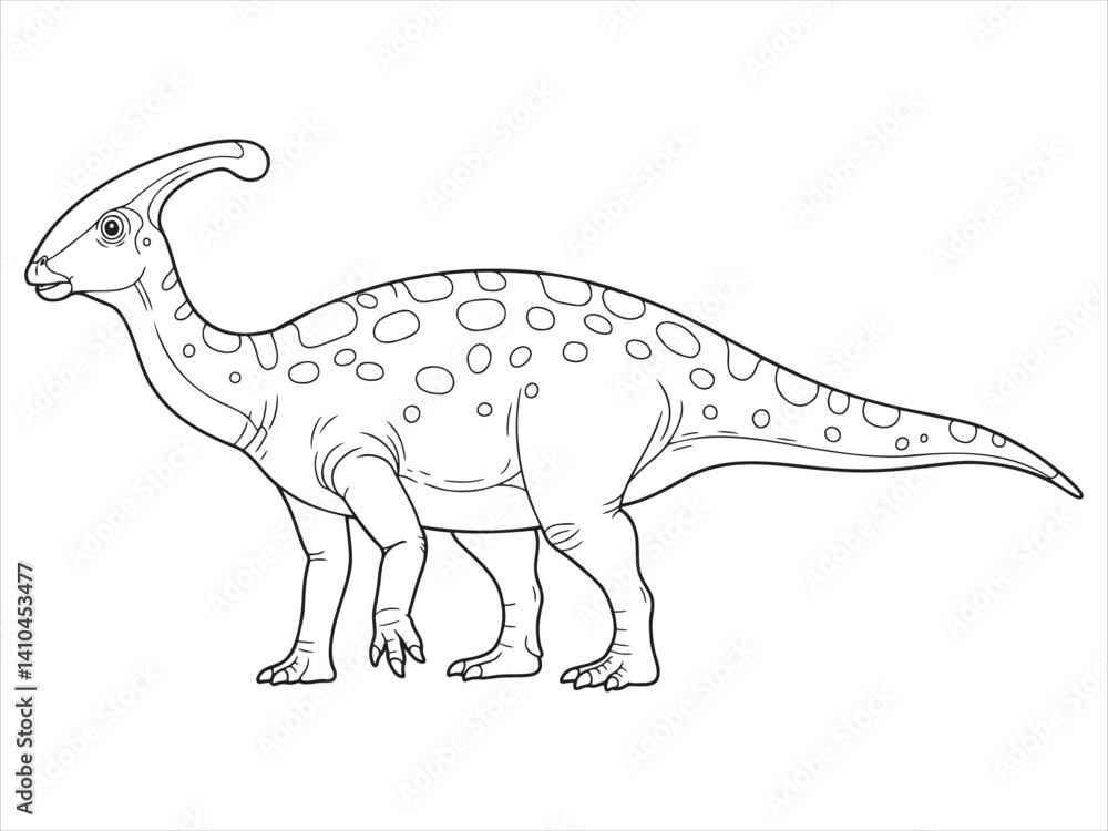 Fototapeta premium A Parasaurolophus outlined in a coloring book style 