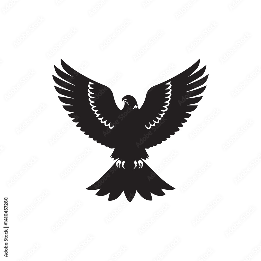 Fototapeta premium Wild Eagle Head Black Vector Silhouette of White background