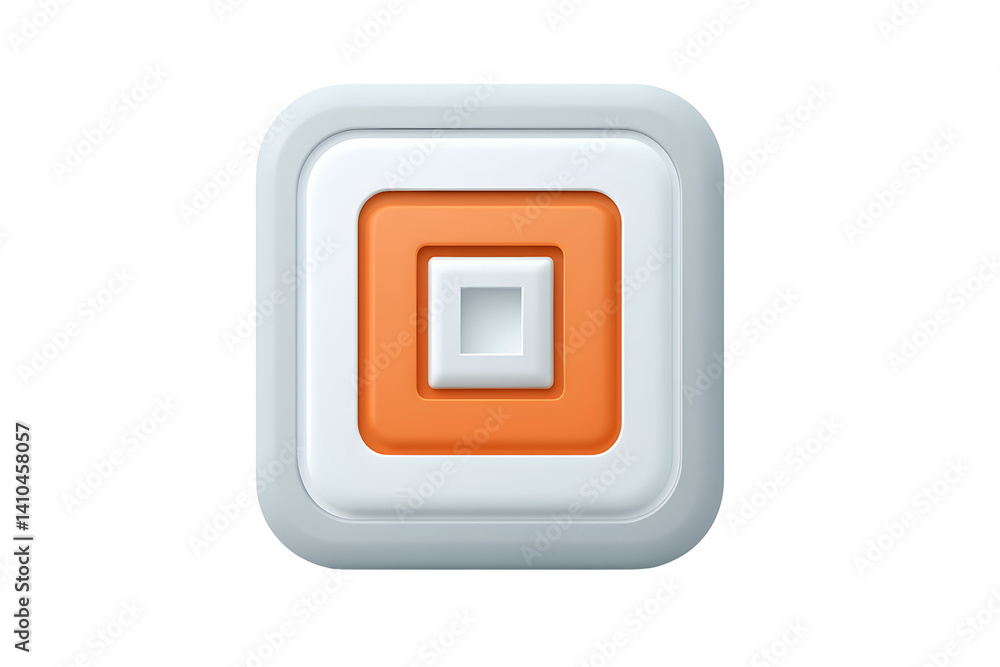 Abstract design Concentric squares form a button-like shape with orange fill in the inner square, enclosed by a white frame Abstract design Concentric squares form a button-like shape with orange fill in the inner square, enclosed by a white frame