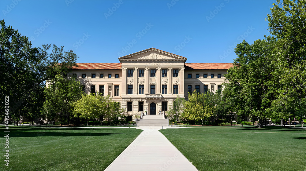 University Building With Classic Architecture On Campus University Building With Classic Architecture On Campus