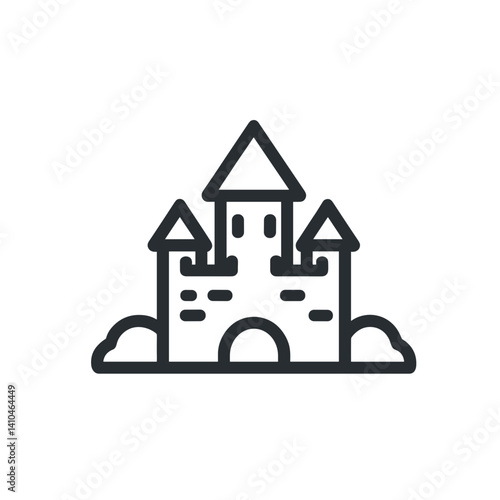 Cartoon Castle in Minimalistic Design with Turrets