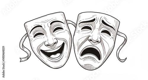 Comedy tragedy masks illustration graphic design