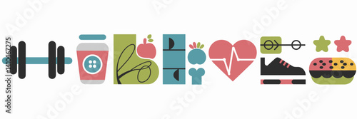 Fitness and health lifestyle icon set – Excellent for wellness apps, workout plans, or health blogs