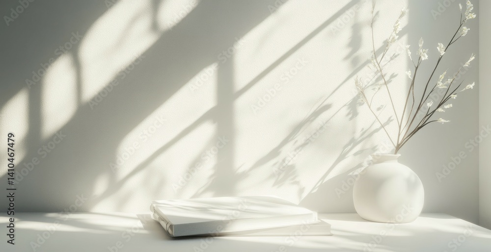 A minimalist scene featuring natural light and elegant decor A minimalist scene featuring natural light and elegant decor