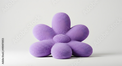 Purple Flower-Shaped Puffy Chair on White Background - Modern Decor