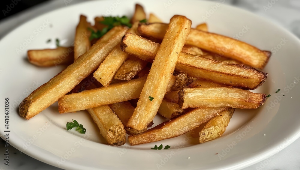 Delicious golden french fries on a plate Delicious golden french fries on a plate