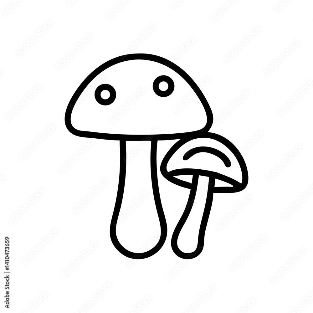 Line Art of Mushrooms in Minimalist Style Line Art of Mushrooms in Minimalist Style