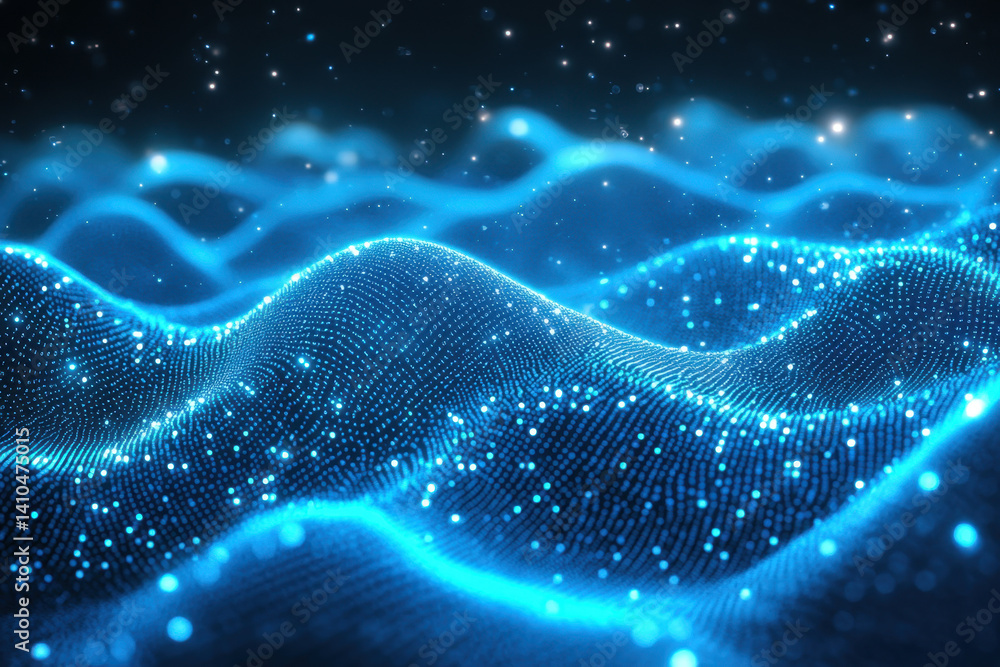 Abstract blue waves background with a serene and calming gradient of hues. Fluid lines create a sense of movement and tranquility.