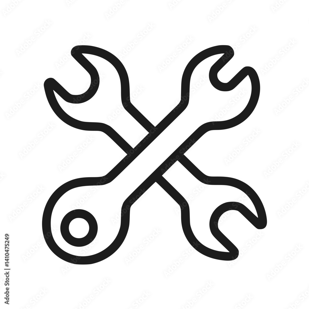 Obraz premium Crossed Wrenches Icon in Minimalist Style on a transparent background