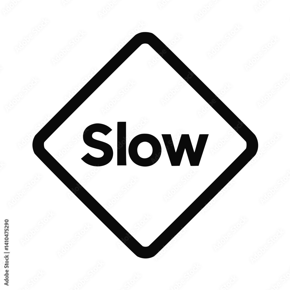 Slow warning sign illustration on a transparent background Slow warning sign illustration on a transparent background