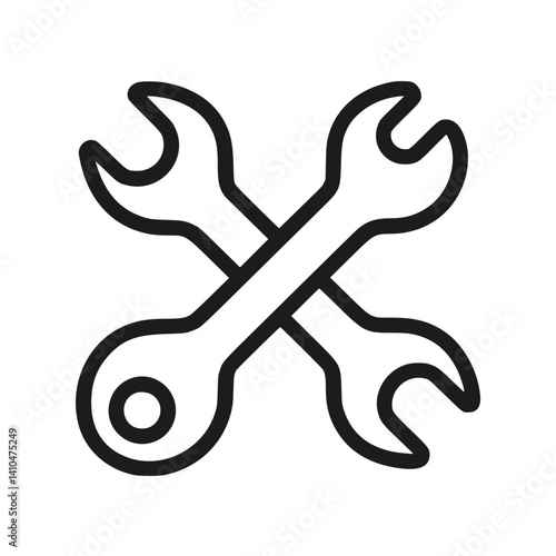 Crossed Wrenches Icon in Minimalist Style on a transparent background