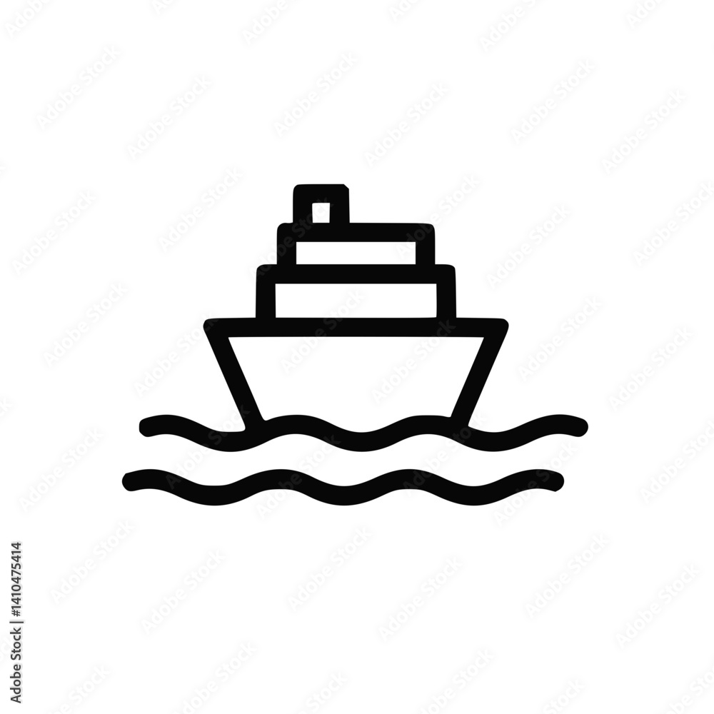 Simple Line Art of a Ship Sailing on Waves on a transparent background Simple Line Art of a Ship Sailing on Waves on a transparent background