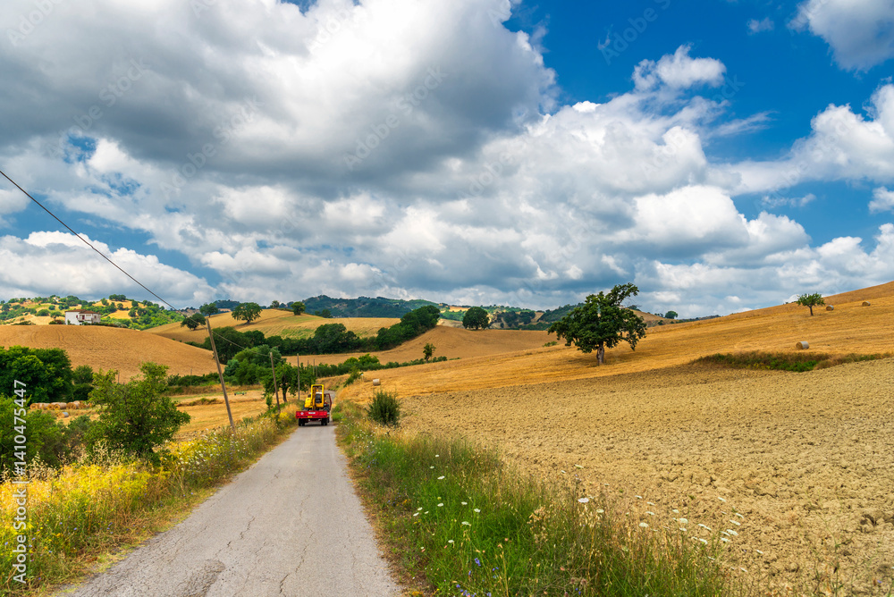 Obraz premium rural countryside landscape during a sunny summer day inside Val d'Agri, Basilicata