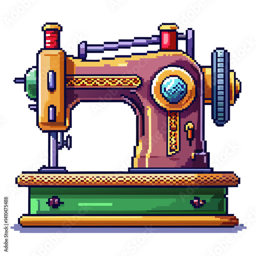 Retro Pixel Art Sewing Machine Vintage Craftsmanship in 8 Bit Style
