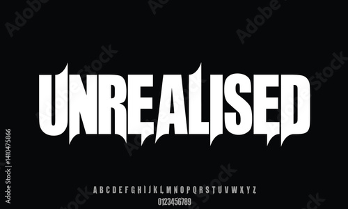 Unrealised vector font alphabet with numbers