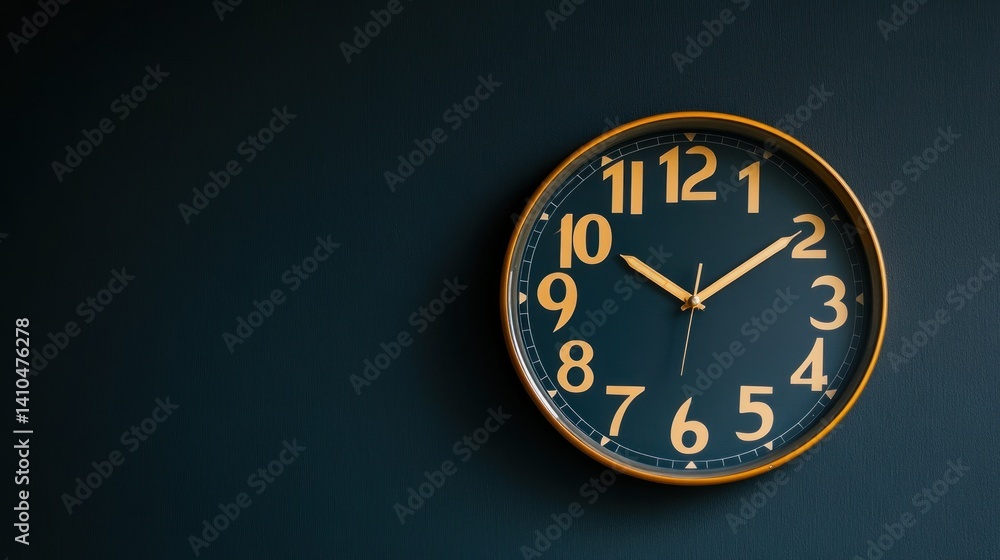 custom made wallpaper toronto digitalA simple wall clock featuring numbers and gold colored accents