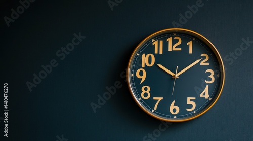 Wallpaper Mural A simple wall clock featuring numbers and gold colored accents Torontodigital.ca