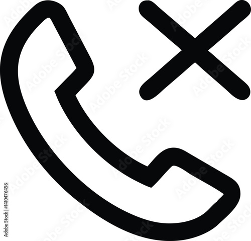 Rejected Call Icon Design for No Call, Missed Call, Blocked Call