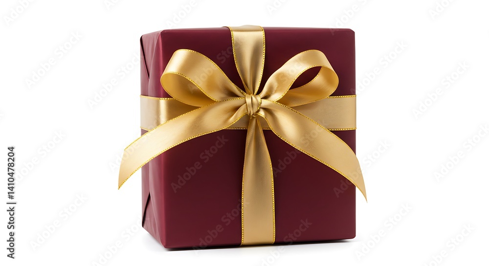 Obraz premium Wrapped gift with bow on white background
