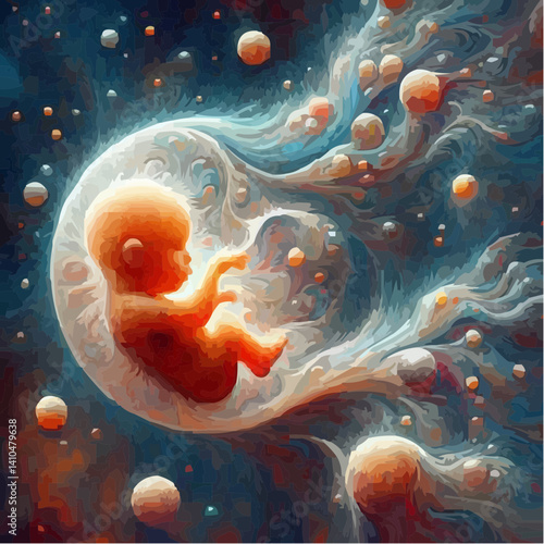 artistic image of the origin of a human embryo 75