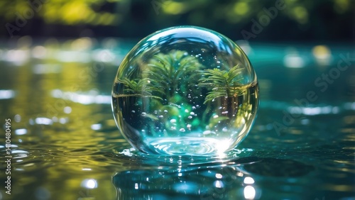 Wallpaper Mural an inflatable ball floating in a pool of water with sunlight shining through the water, floats underwater in the sea Torontodigital.ca