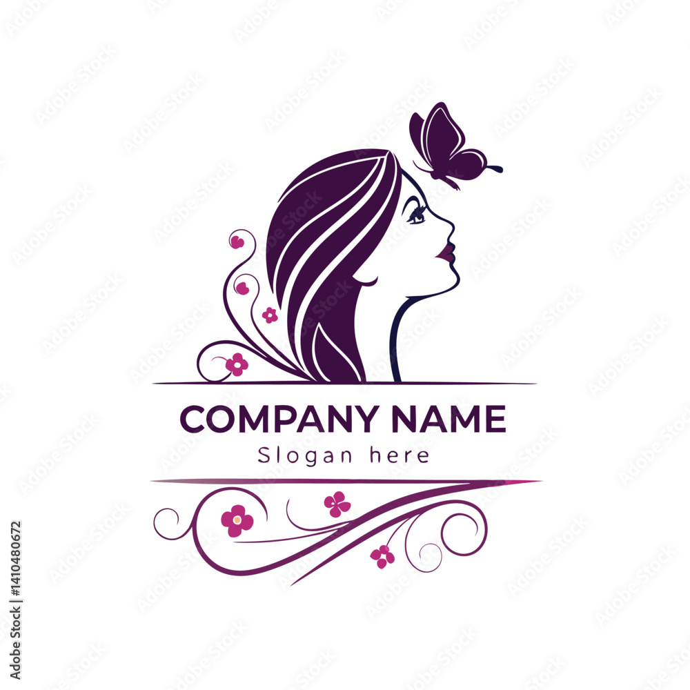 Elegant feminine logo with floral and butterfly design Elegant feminine logo with floral and butterfly design