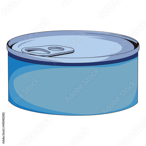 Tuna tin can icon in cartoon style, vector illustration isolated on white background. Ideal for food packaging, canned goods labels and seafood themed designs.