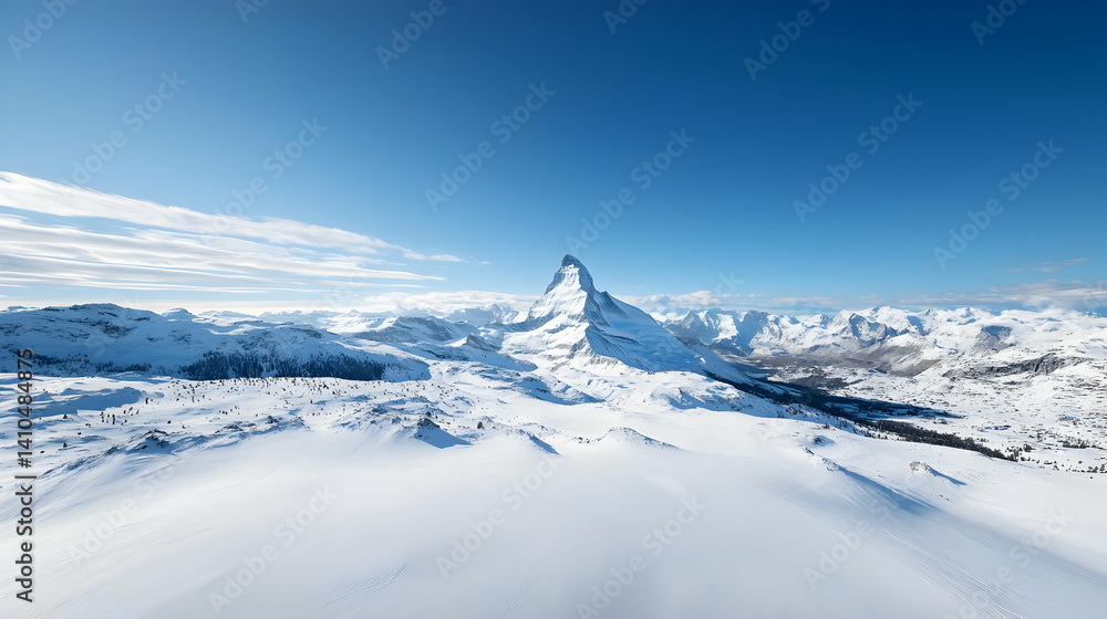Fototapeta premium Majestic Snowy Mountain Range Panorama