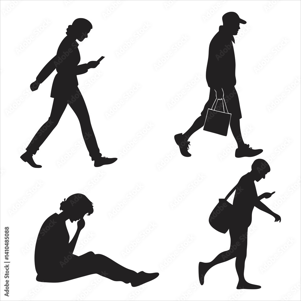 Fototapeta premium people silhouette vector icon set 
