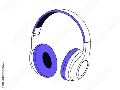 Stylish Headphones Illustration in Modern Style. A simple, line art illustration of headphones, perfect for representing modern audio technology.