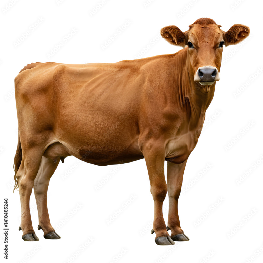 Brown dairy cow with full side profile shown Brown dairy cow with full side profile shown