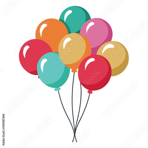 Set of party balloons flat vector for festive and cheerful graphics