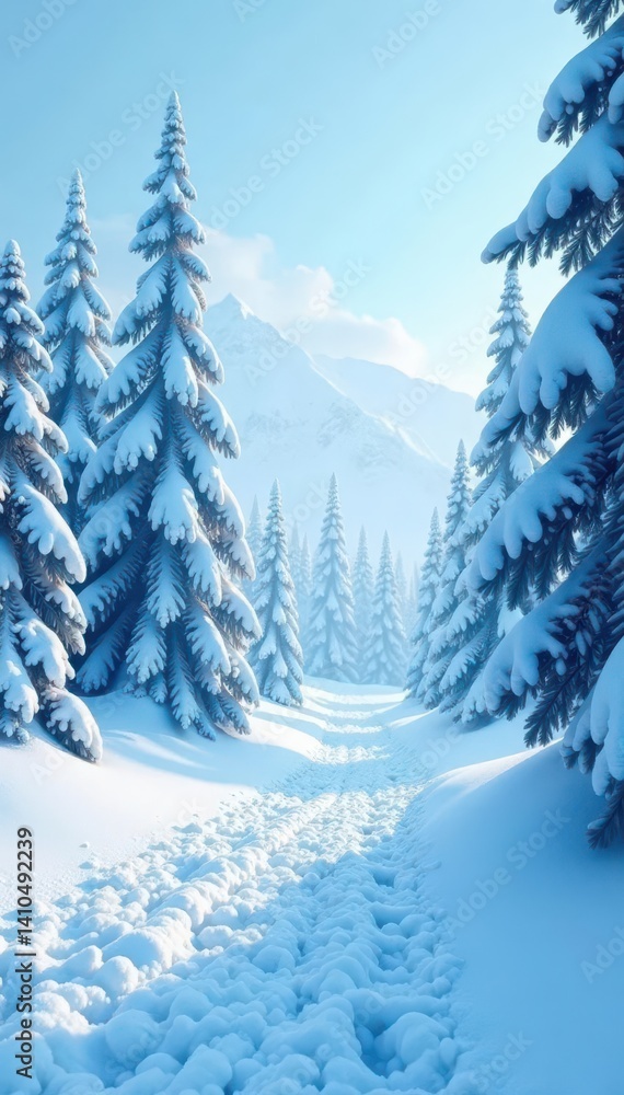 Fototapeta premium Abstract winter backdrop, swirling snow and icy blue hues, minimalist design , frozen, festive