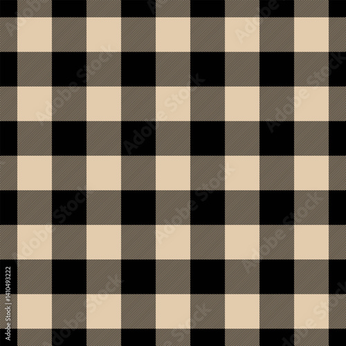 Classic black and beige buffalo plaid pattern.  Perfect for rustic, farmhouse, or fallthemed designs.  This seamless texture is ideal for backgrounds, textiles, or packaging.