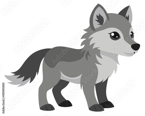 Baby Wolf vector illustration animal wild alpha carnivore tundra majestic wilderness hunter icon