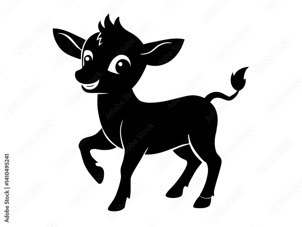 Fototapeta premium Cute Dancing Calf Vector & SVG, Calf Silhouette Vector Design