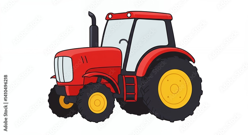 Cartoon red tractor illustration for agricultural theme