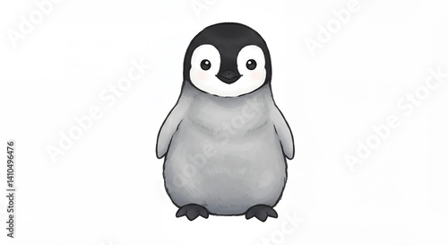 Cute baby penguin drawing illustration