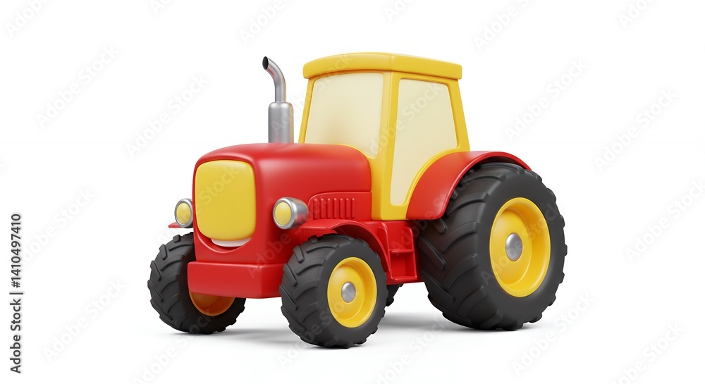 Red and yellow toy tractor for kids play Red and yellow toy tractor for kids play